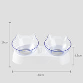Transparent Double Cat Bowl with food and water