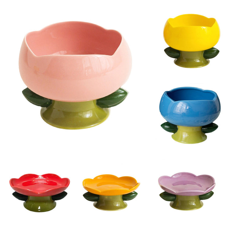 Flower Ceramic Cat Bowl for pets
