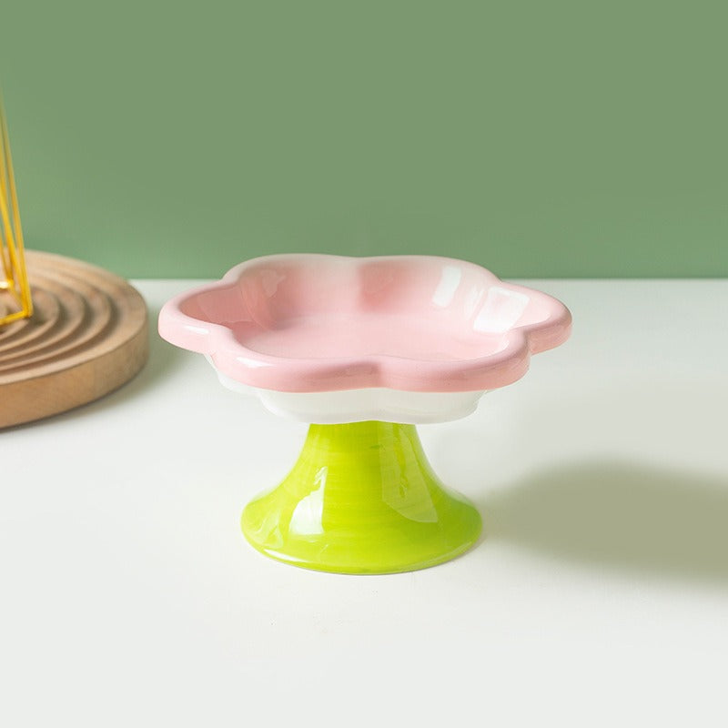 Flower Ceramic Cat Bowl elevated design