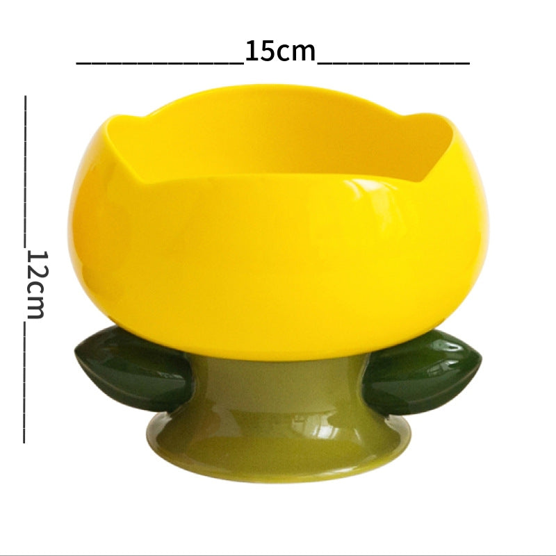 Flower Ceramic Cat Bowl with high foot base