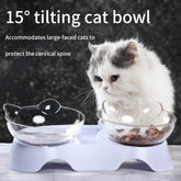 Transparent Double Cat Bowl with food and water