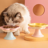 Flower Ceramic Cat Bowl for food and water