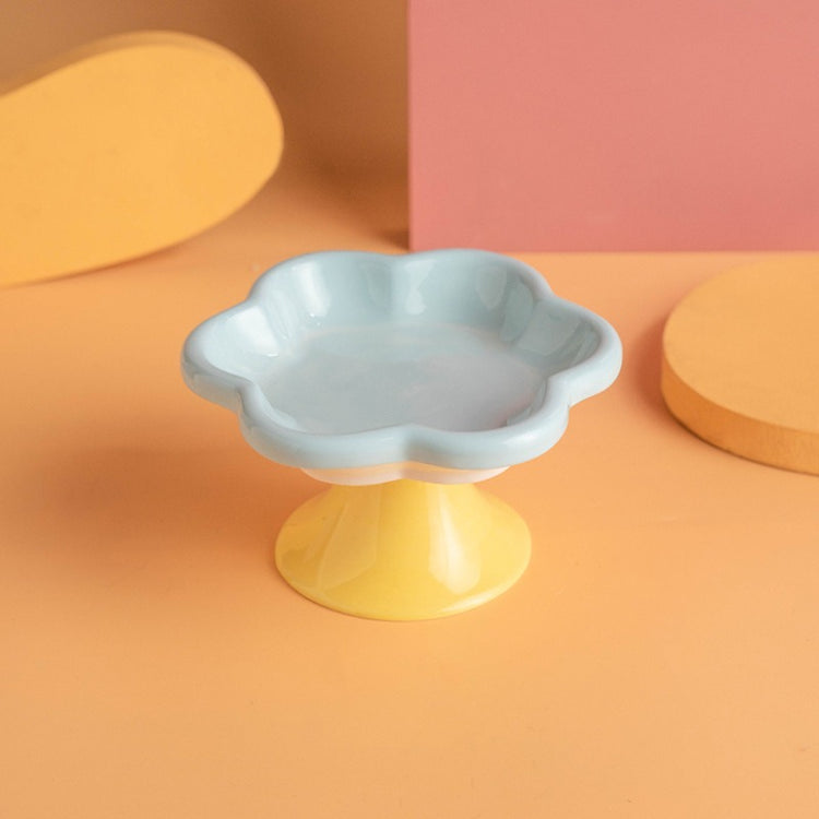 Flower Ceramic Cat Bowl side view