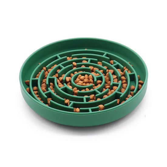 Silicone Pet Bowl Slow Feeder Dog Cat Non-Slip Anti Spill Anti Choke Bowl for Dogs Feeding Dish Portable Foldable Design